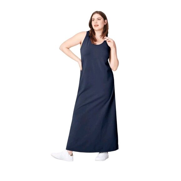 Ellos Women's Plus Sleeveless Knit Navy Maxi Sz 22/24 1 X Dress - Picture 1 of 4